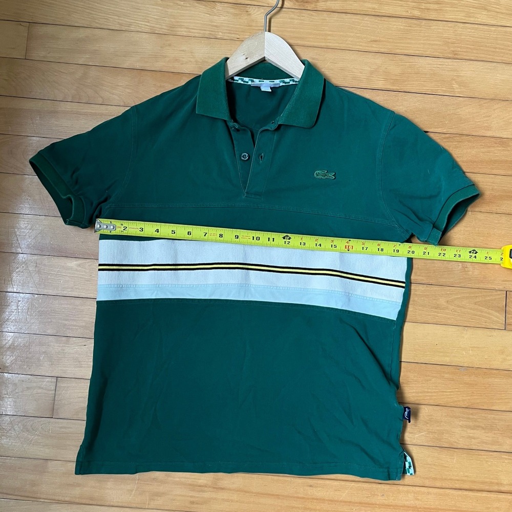 Lacoste x Golf Le Fleur Green Striped Pique Polo Shirt Mens XL Made in France - Picture 7 of 9
